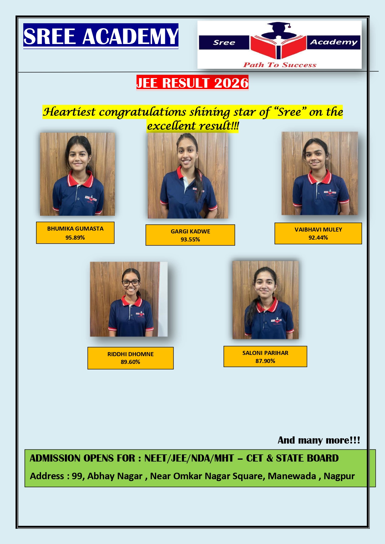 JEE Result 2026 poster